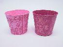 Zinkkübel mit Blumendekor PINK+FUCHSIA Ø10,5xH8cm