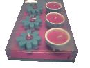 Kerzenset S/6 Blüte+Schale pink+blau 5 cm