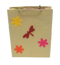 Papiertasche mit Filzblüte BUNT 12x6x15cm
