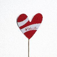 Steckherz Liebe ROT 6,5cm Holz Stiel