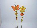 Stecker Blume/Schmetterl. 2Mod GELB-ORANGE 6,5xH36cm