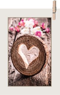 Minikarten blanko Herz Baumscheibe 10249 Beautiful + Holzklammer52x74mm