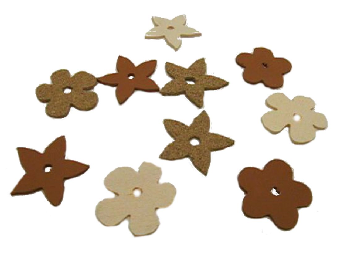 Blüten Streu Kork/Holz BEIGE-BRAUN 3-4cm 120 Stück