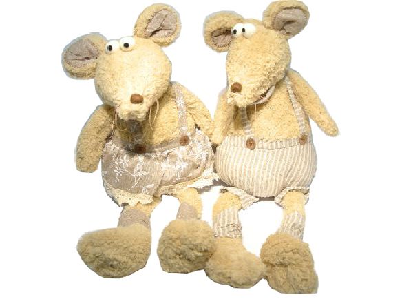 Maus Sweety BRAUN-GRAU 50x20x13cm 13442 sitzend lange Beine 2-fach