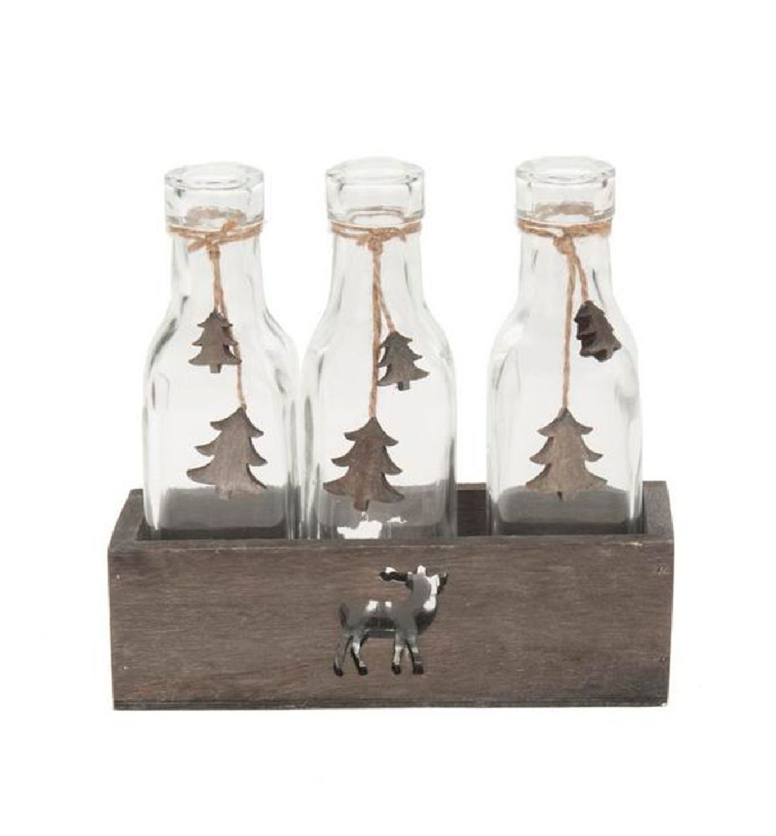 Holzbox mit 3 Flaschen NATUR 13180 Winteredition 6,5x16,5x16cm