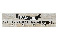 Holzschild Familie ist... Vintage 60x5xH15cm Hakenleiste die Heimat des Herzens 523224