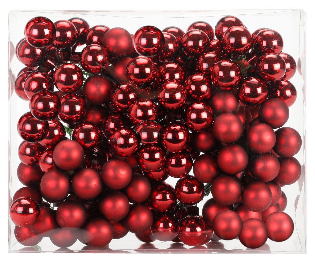 Spiegelbeeren / Glaskugeln 12319chianti-weinrot glanz/mat 25mm Draht Spiegelbeeren