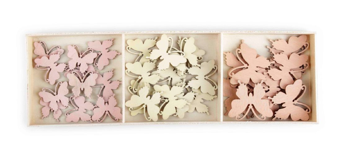 Streudeko Sweet Butterfly ROSA-BEIGE-ARPCOT 20061102 2cm+2,5cm+3cm Holz