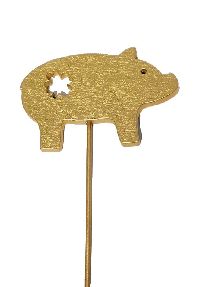 Glücksschwein Stecker GOLD 23473401G 4,5x7cm Holz