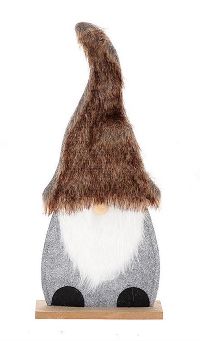 Wichtel Fellbart GRAU-BRAUN 862208337 20x6xH46cm Filz + Fell