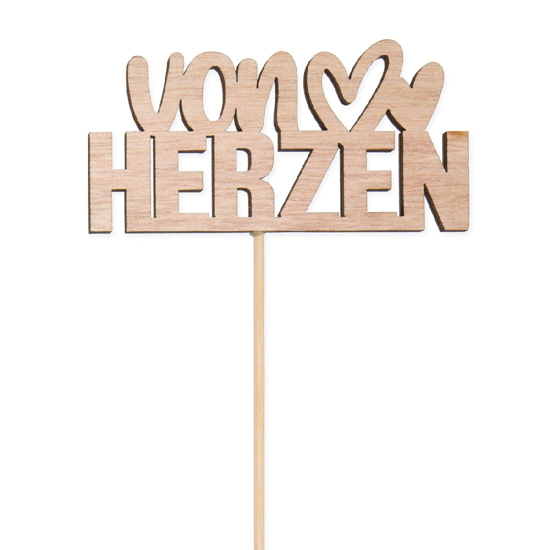 Holzstecker Herzenssache 23396 NATUR +20cm Stab VON HERZEN 9,5x0,5x4,5cm