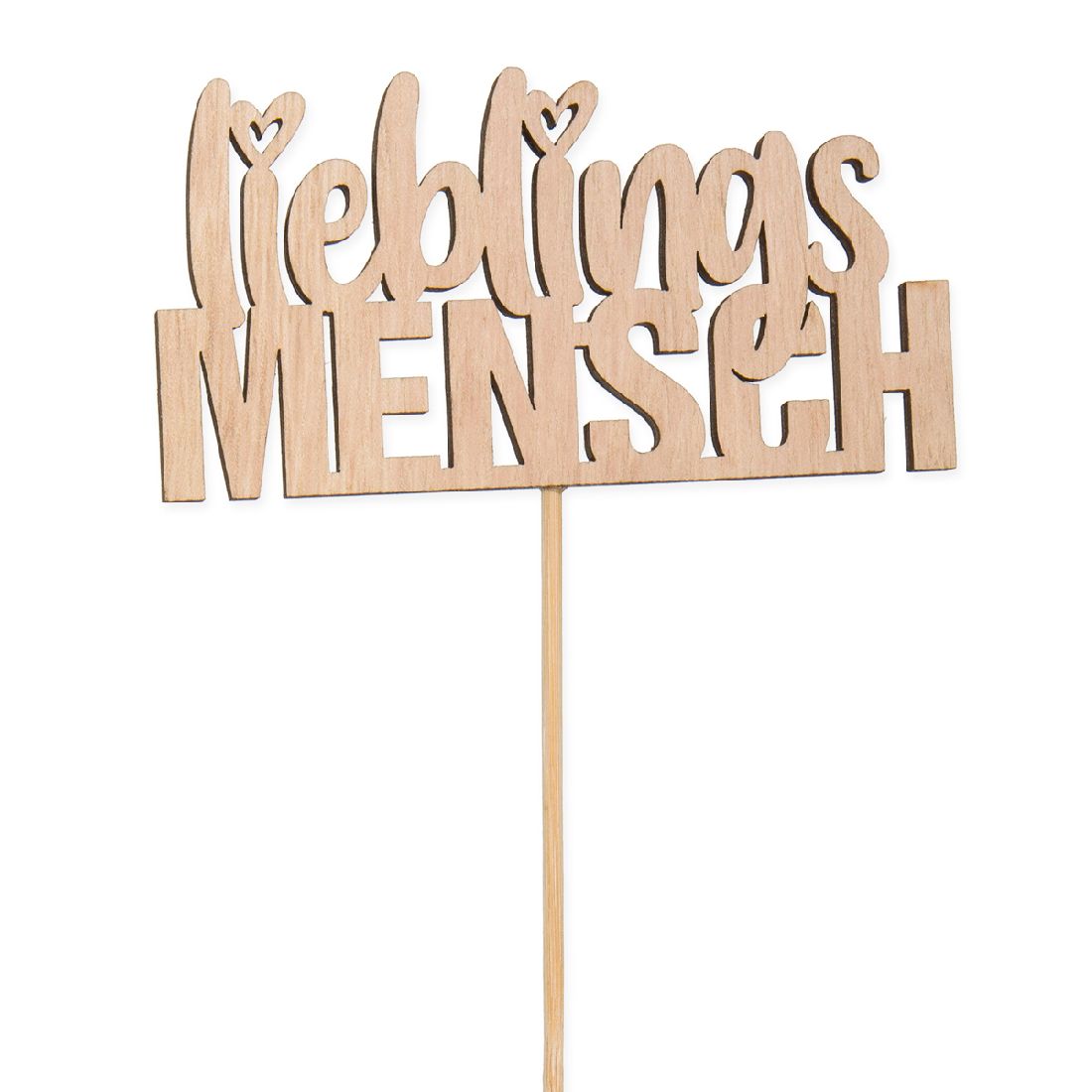 Holzstecker Herzenssache 23394 NATUR +20cm Stab LIEBLINGSMENSCH 10x0,5x5cm