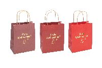 Papiertasche wasserfest rot-dunkelrot-beere 23pxd22 14x14cm FROHE WEIHNACHTEN