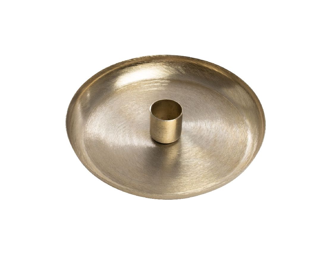Stabkerzenhalter mit Schale gold Alu 37alg Ø15x3cm Kerzenhalter Ø2,2cm
