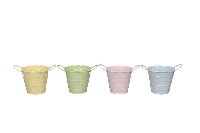 Metalltopf Quartett pastellgelb-grün-rosa-blau Ø11,5xH10,5cm mitGriffen661996