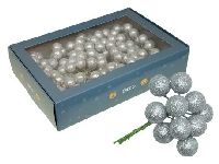 Glitterkugel am Draht silber 18 Bund à 10 Stück 20mm Mini Glitzerkugel