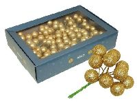Glitterkugel am Draht gold 18 Bund à 10 Stück 20mm Mini Glitzerkugel