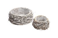 Pflanzkorb Rebe S/2 weiss gewischt 05rew Ø17x9cm + Ø25x11cm