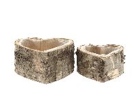 Pflanzherz Birkenrinde S/2 NATUR 862502041 Holzboden 16xH8cm + 20xH10 cm Birkenherz